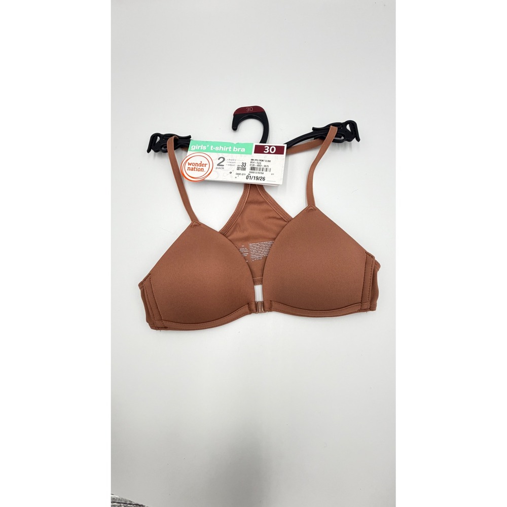 Wonder Nation Girls T-Shirt Bra Brown Racerback Front Close Size 30